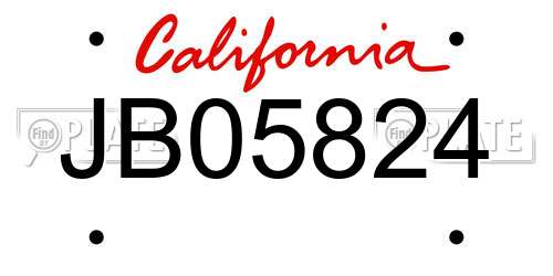 JB05824 California License Plate