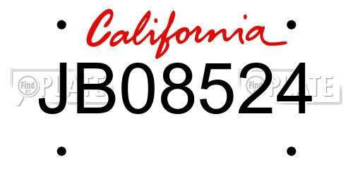 JB08524 California License Plate