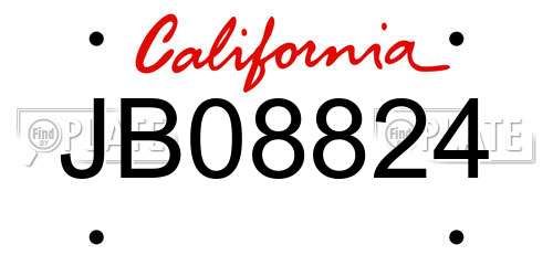 JB08824 California License Plate