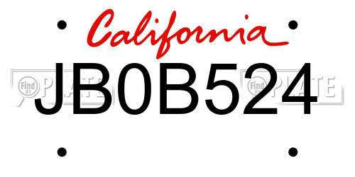 JB0B524 California License Plate
