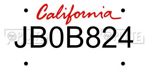 JB0B824 California License Plate