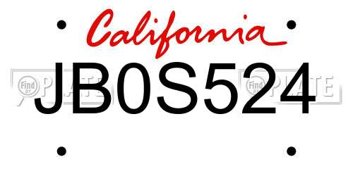 JB0S524 California License Plate
