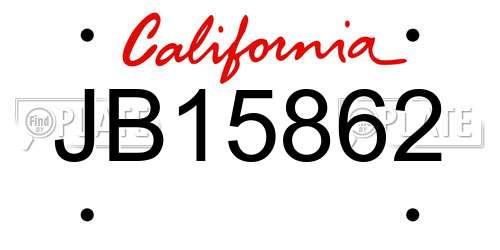 JB15862 California License Plate