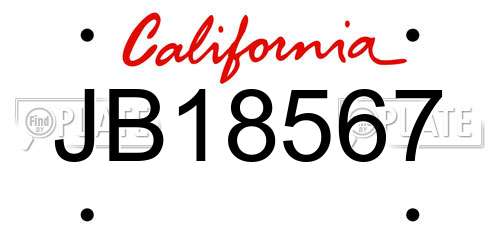 JB18567 California License Plate