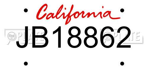 JB18862 California License Plate