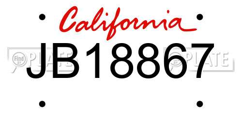 JB18867 California License Plate