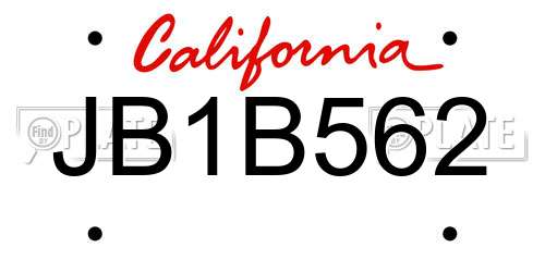 JB1B562 California License Plate