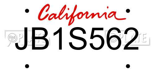 JB1S562 California License Plate