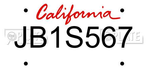 JB1S567 California License Plate