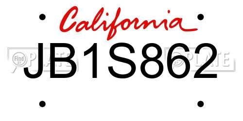 JB1S862 California License Plate