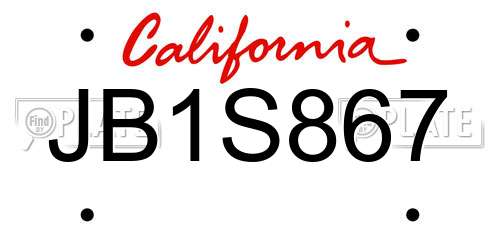 JB1S867 California License Plate