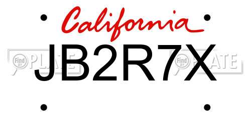 JB2R7X California License Plate