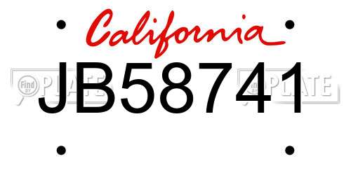 JB58741 California License Plate