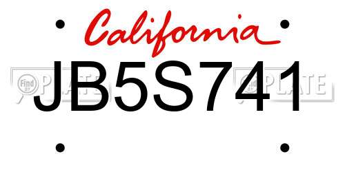 JB5S741 California License Plate