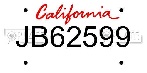 JB62599 California License Plate