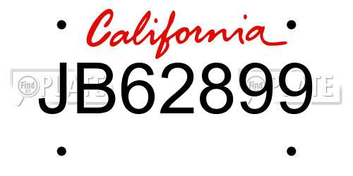 JB62899 California License Plate