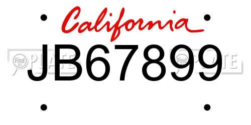 JB67899 California License Plate