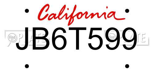 JB6T599 California License Plate