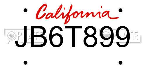 JB6T899 California License Plate