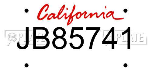 JB85741 California License Plate