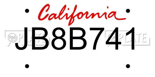 JB8B741 California License Plate