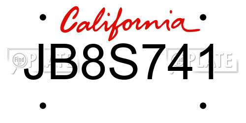 JB8S741 California License Plate