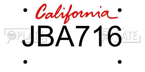 JBA716 California License Plate
