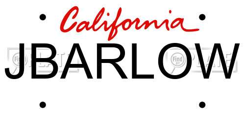 JBARLOW California License Plate