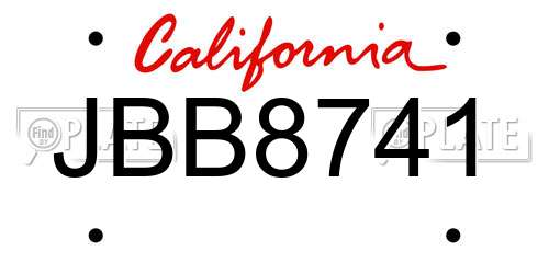JBB8741 California License Plate