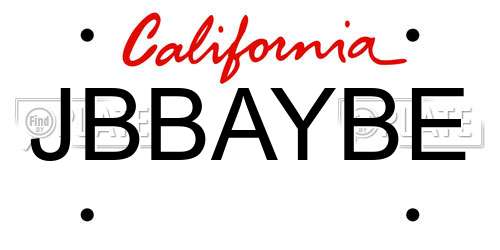 JBBAYBE California License Plate
