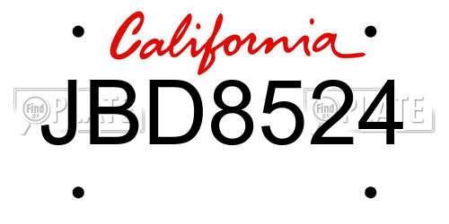 JBD8524 California License Plate