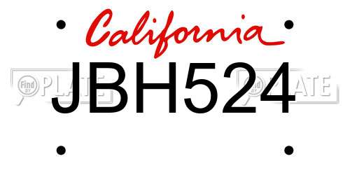 JBH524 California License Plate