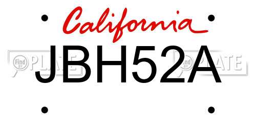 JBH52A California License Plate