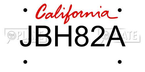 JBH82A California License Plate