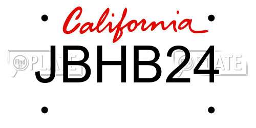 JBHB24 California License Plate