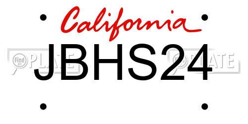 JBHS24 California License Plate