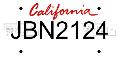 JBN2124 California License Plate