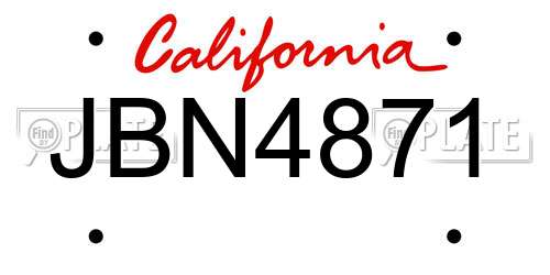 JBN4871 California License Plate