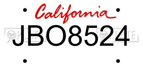 JBO8524 California License Plate