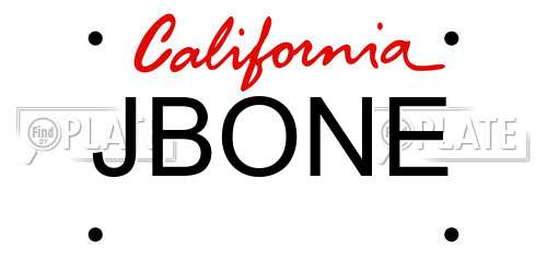 JBONE California License Plate