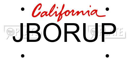 JBORUP California License Plate
