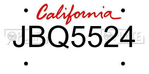 JBQ5524 California License Plate