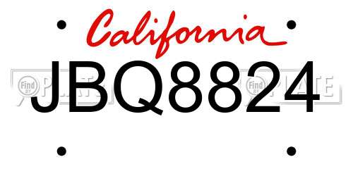 JBQ8824 California License Plate