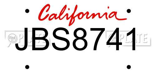 JBS8741 California License Plate