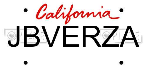 JBVERZA California License Plate