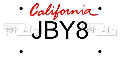 JBY8 California License Plate
