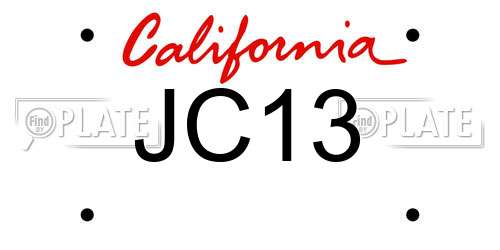 JC13 California License Plate