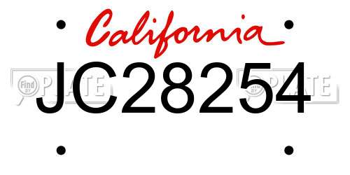 JC28254 California License Plate