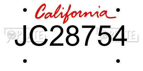 JC28754 California License Plate
