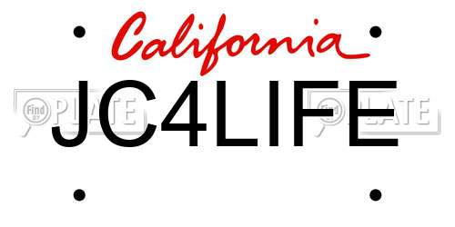 JC4LIFE California License Plate